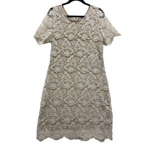 NWT Kut From The Kloth Ivory Lace Overlay Short Sleeve Dress Size 12
